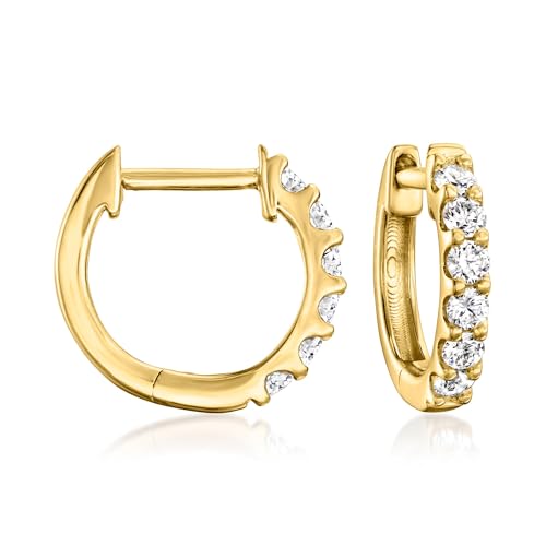 Ross-Simons 0.25 ct. t.w. Lab-Grown Diamond Hoop Earrings in 18kt Gold Over Sterling