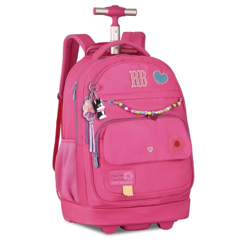 Genérico, Mochila Rebecca Bonbon Rodinha Escolar RB Carrinho Costa Cor:Rosa