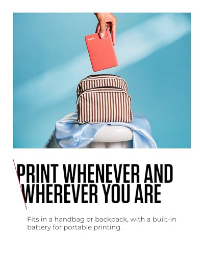 Canon Imprimante portable SELPHY QX20: impression par Wi-Fi depuis smartphone ou tablette. Sublimation thermique, 2 tailles de tirages autocollants et chargement USB-C - Rouge (Sans encre ni papier)