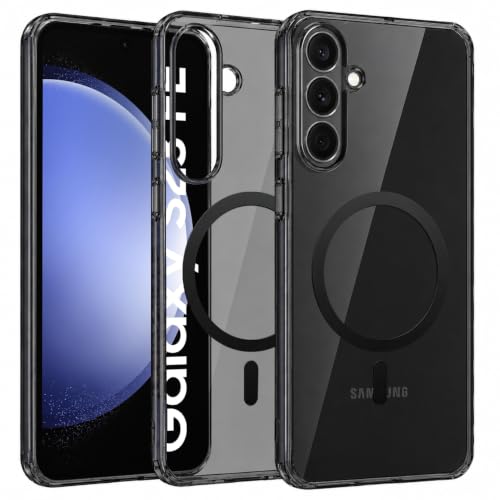 Image of Elzzi Anti Scratch Semi Translucent Cover for Samsung S23 FE Case, Premium PC + TPU Magnetic Phone Cases Drop Proof, Compatible with Magsafe Slim Never Yellowing Shockproof