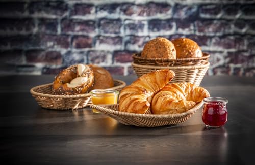 APS 40340 Korb rund „COVE“, Beiger Flechtkorb, Körbchen aus Polypropylen, Behältnis aus Flechtwerk, Brötchenkorb, Lebensmittelkorb, Durchmesser Ø 20 cm, Höhe 7 cm, beige