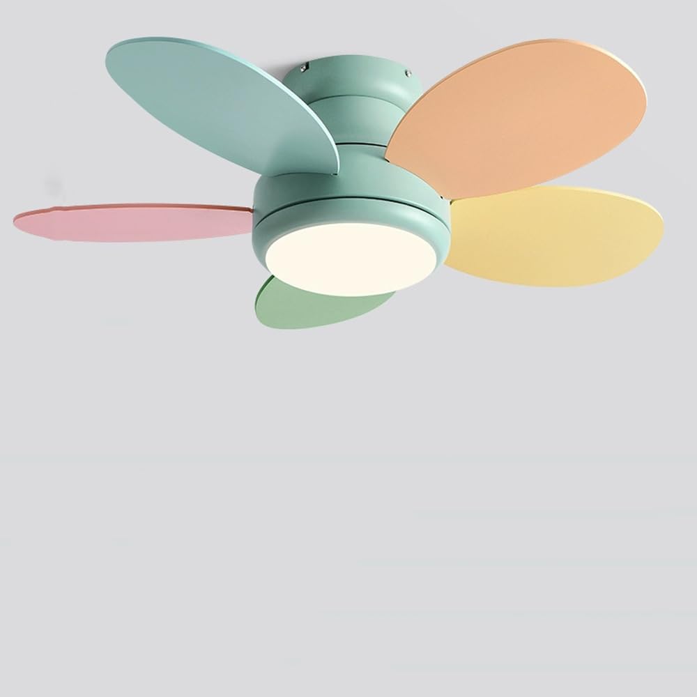 Ceiling Fans With Light And Remote Flush Mount 6-speeds Ceiling Fans Light Low Profile Reversible Ceiling Fan Light With Dimmable LED Fans Lighting Bedroom Ceiling Fan Noiseless 5 Blades Ceiling Fan