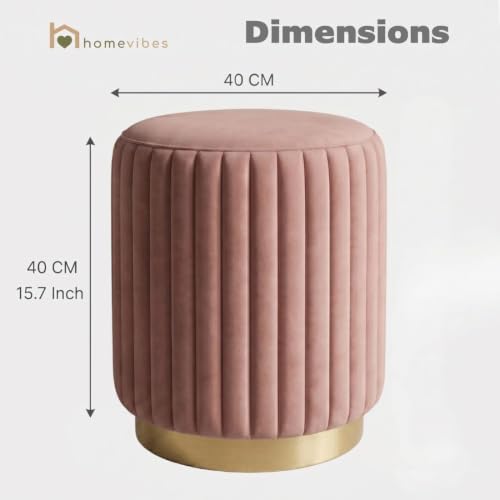 Image of Velum 3 Seater Sofa for Living Room & Office | Premium Fabric Upholstery | Solid Wood Frame | Comfortable Seating | 3 Years Warranty (Blush Pink, Seating Pouffe)