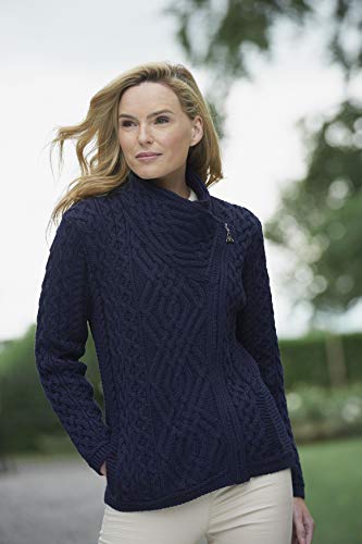Image of Aran Crafts Irish Women's Cable Knit Side Zip Wool Jacket (Z4630)