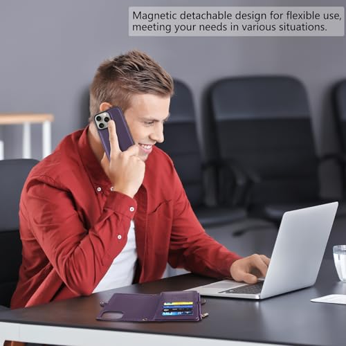 Mincyb Y01 For Iphone 16 Pro Wallet Case With Card Holder (10+ Card Slots) - Pu Leather Case For Women & Men, Wireless Charging, Detachable Magnetic, Crossbody Strap thumb #6