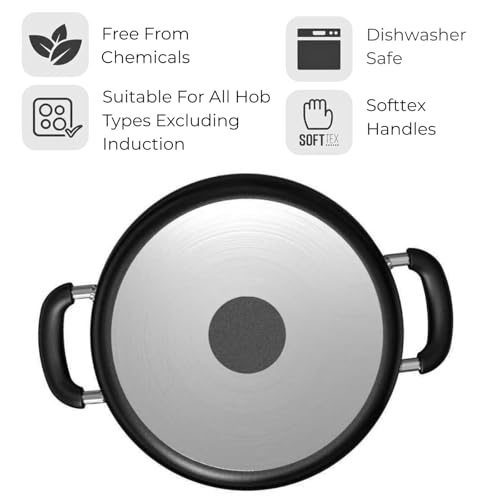 24cm Stock Pot Casserole Dish Pan with Glass Lid 4.5L- Stew Pan Non Stick Coating, Easy to Clean, Dishwasher Safe, Forged Aluminium Cooking Pan - Image 5
