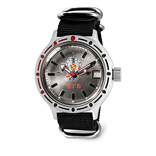 VOSTOK | Men's KGB USSR State Security Committee Amphibian Automatic Self-Winding Russian Diver Watch | WR 200 m | Fashion | Business | Casual Men's Watches | Model 420892 Black Strap