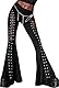 FEOYA Gothic Hose Damen Y2K Punk Hose Hohe Taille Flare Leggings Hose Grunge Schwarz Gothic Bell Bottoms Party Club Festival Kleidung C1 M