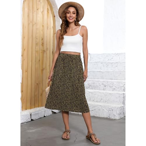 Image of Witsmile Flowy Skirt Elastic High Waist A-Line Skirt with Pockets Bohemia Cover-up for Women 2026 Trendy(S-2XL)