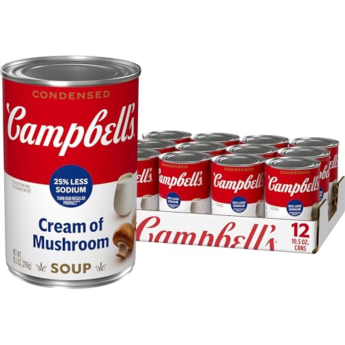 Image of Campbell's Condensed 25% Less Sodium Cream of Mushroom Soup, 10.5 oz Can (12 Pack)