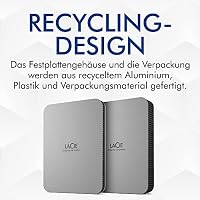 LaCie Mobile Drive Moon 1TB, Tragbare Externe Festplatte, 2.5 Zoll, Mac & PC, silber, inkl. Data Rescue Service (STLP1000400) – Ansicht 6