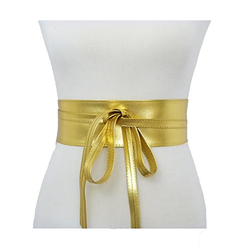 Fashion 21 Women's Wide Lace, Faux Leather Self Tie Wrap Obi Waist Belt (2 Style)3