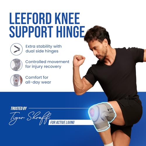 Image of Leeford Ortho Hinged Knee Braces Support for Men and Women | Joint Stability Belt, Knee Pain Relief Patella Stabilizer (Neoprene) For Gym, Sports, Injury Recovery Size- L