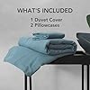 DAPU Linen Duvet Cover Queen, Washed Lightweight Bedding Set with Buttons Closures, 3 PCs Hypoallergenic Soft Linen Cotton Blend Duvet Cover Set with Multiple Corner Ties (Bluish Grey, Queen/Full)