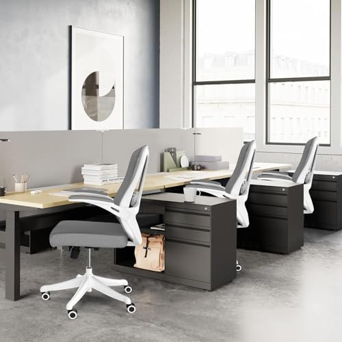 Image of Office Chair (08Grey, Chair) | 360 Swivel Adjustable Lumbar Support & Flip-Up Armrests capacity 300 lbs capacity