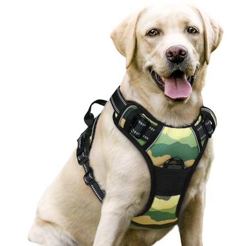 rabbitgoo Hundegeschirr Mittelgroße Hunde, Anti Zug Geschirr mit Kontrolle, No Pull Verstellbar Hundegeschirr Grosse Hunde, Atmungsaktiv Reflexstreifen Brustgeschirr Sichere