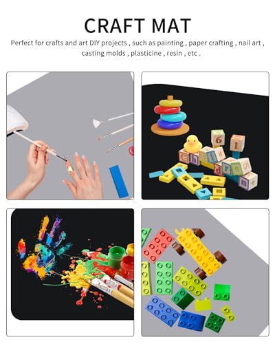 2 Stück Silikonmatte 50x40 cm, Silikonmatte für Epoxidharz, Bastelunterlage, Silikon Bastelmatte, Malunterlage für Kinder, Mehrzweck Antihafte Rutschfeste Silikon Unterlage, Platzset,Grau+ Schwarz