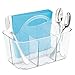 mDesign Plastic Cutlery Storage Organizer Caddy Bin Tote with Handle - Kitchen Cabinet Divided Pantry Basket for Forks, Knives, Spoons, Napkins, Indoor/Outdoor Use, Lumiere Collection, Clear