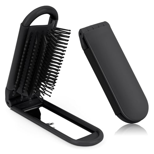 OSDUE Brosse à Cheveux de Voyage avec Miroir Pliable, 1PcsTaille de Poche - Mini Brosse de Voyage, pour Voyage Rencontres Salle De Sport Facile À Transporter...