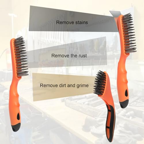 Image of Wire Brush Cleaning Set 3Pc,Detail Brush 10-1 /2 inch and 8 inch,for Cleaning Welding Slag,Rust and Dust.Stainless Steel Brushes with Strong Handle & Metal Scraper,from VASTOOLS