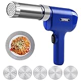 Uspring Electric Pasta Maker, 5-in-1 Handheld Pasta Maker Machine, Portable Noodle Maker with Dough Cutter, Cordless Automatic Noodle Machine, Homemade Spaghetti Maker (Blue)