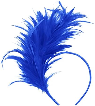 WEBGGER 1920s Fascinator Women Feather Headband Headpiece for Cocktail Wedding Tea Party Blue