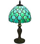 tuomoxte Tiffany Small Table Lamp,Blue Dragonfly Stained Glass 3
