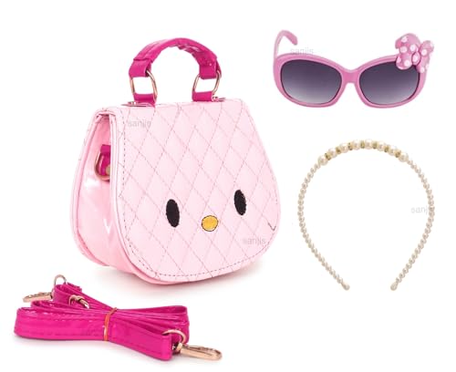 Sanjis Enterprise Kids cartoon hardshell Sling Bag Combo - Children's Crossbody Bag with Matching Sunglass and pearl hairband (Pack of 3)|Rakhi gift|birthday return gift