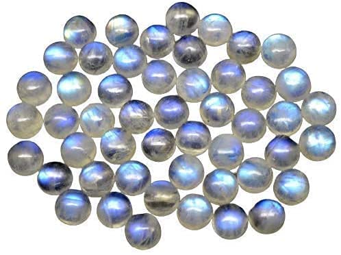 Pierre de lune arc-en-ciel 8mm cabochon rond bleu feu de 2,4 carats pour création de bijoux DIY
