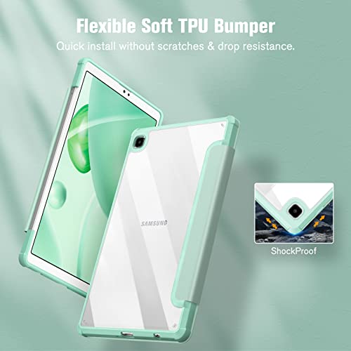 Fintie Hybrid Slim Case For Samsung Galaxy Tab A7 Lite 8.7 Inch 2021 Model (Sm-T220/T225/T227), Shockproof Cover With Clear Transparent Back Shell, Green #TOP4