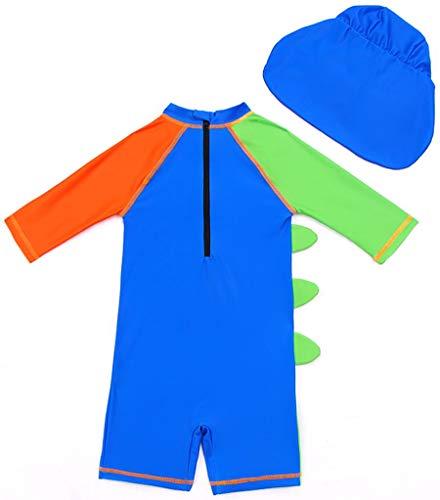 Childlike Me Baby Toddler Boy One Piece Swimsuit Boys Short Sleeve Sunsuits with Hat UPF 50+ Cool Crocodile (18-24 Months) - Thumbnail 4