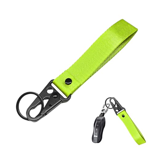 Image of Wevdn Car Key Chain, Fabric Metal Practical Multifunctional Motorcycle Keychain, Anti-Lost Keychain with O-Ring for Men Women (Fluorescence Green)