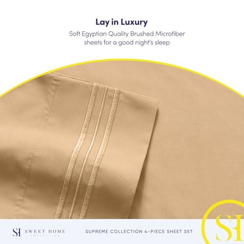 Full Size Sheet Sets - Breathable Luxury Sheets with Full Elastic & Secure Corner Straps Built In - 1800 Supreme Collection Extra Soft Deep Pocket Bedding Set, Sheet Set, Full, Camel