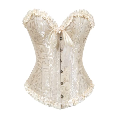 jutrisujo Corset bustier satin dentelle beige M