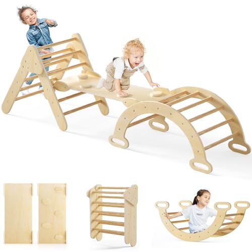 Olakids Pikler Triangle 7-in-1 Indoor Climbing Set