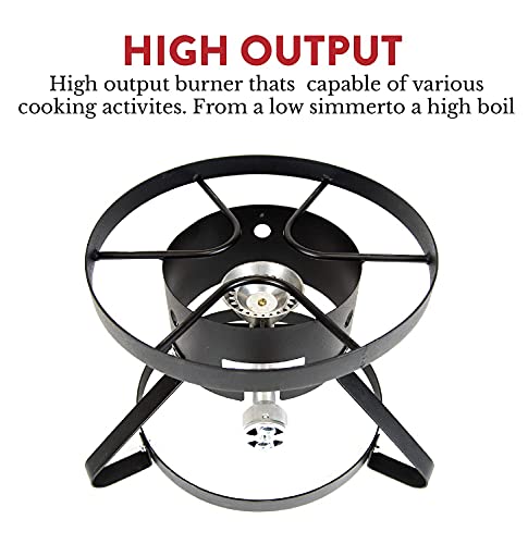 GasOne-B-5150-Outdoor-Cooker-145-Wide-with-High-Pressure-Steel-Braided-Hose-Propane-Burner-Camp-Stove-Red-QCC