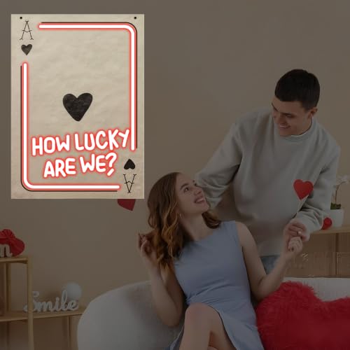 Image of Ace of Heart Neon Sign, How Lucky Are We LED Light, Gift for Lover