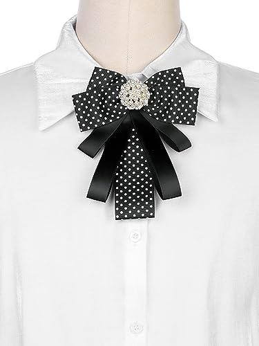 Image of Ribbon Polka Dots Bow Ties Cute Bowties for Women, Clip Fashion Collar Decoration