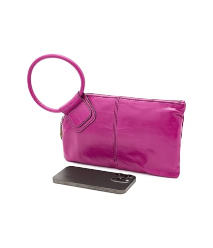 Image of HOBO Sable Leather Wristlet Clutch with Circular Handle, Zippered Closure, Credit Card Organizer, & Interior Zip Pocket