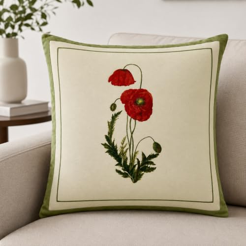 Image of Blooming Garden Cushion Cover | Floral Printed Decorative Throw Pillow Cover for Sofa Couch Living Room Bedroom | Hidden Zipper | 18 x 18 Inch | Pack of 1
