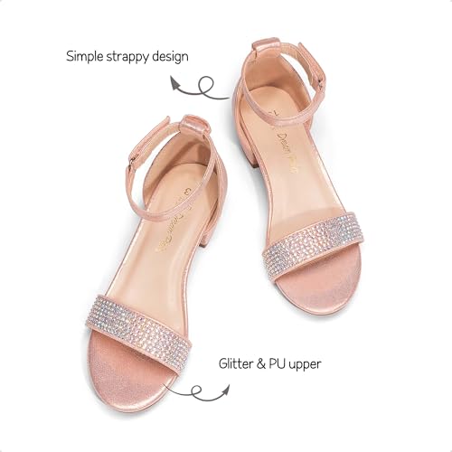 Image of DREAM PAIRS Girls Sandals Low Heel Dress Pump Ankle Strap Flower Wedding Party Shoes for Little Kid /Big Kid