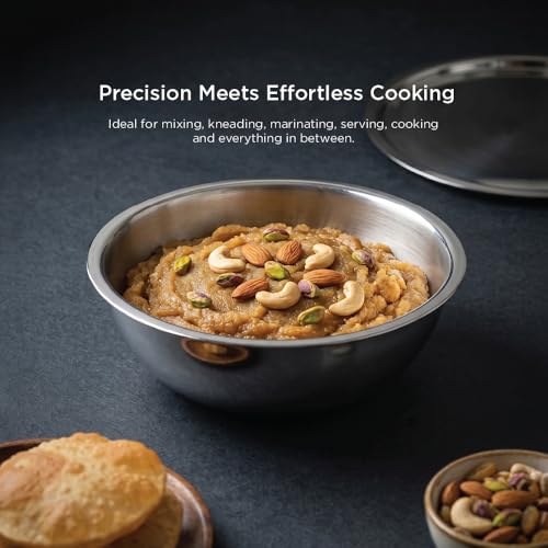 Image of Meyer Trivantage Pro Tasla, Triply Stainless Steel Cookware SS 304 Grade with Lid | Triply Tasla /Tasra Cook & Serve | Induction Base cookware | 22 CM 2.15 Liters | 10 Year Warranty | Silver
