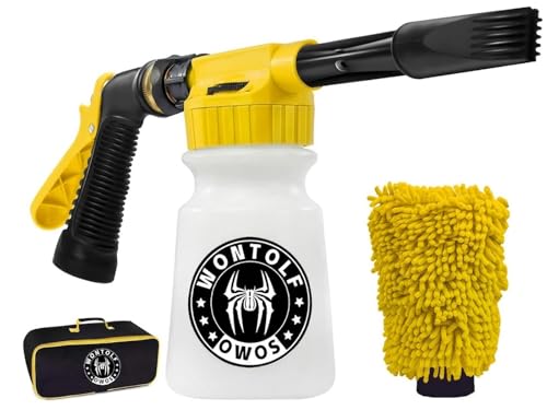 Wontolf Car Wash Foam Gun Foam Sprayer - Foam Cannon Garden Hose- Car Wash Kit - Snow Foam Blaster with Microfiber Wash Mitt + Storage Bag - Car Accessories for Men