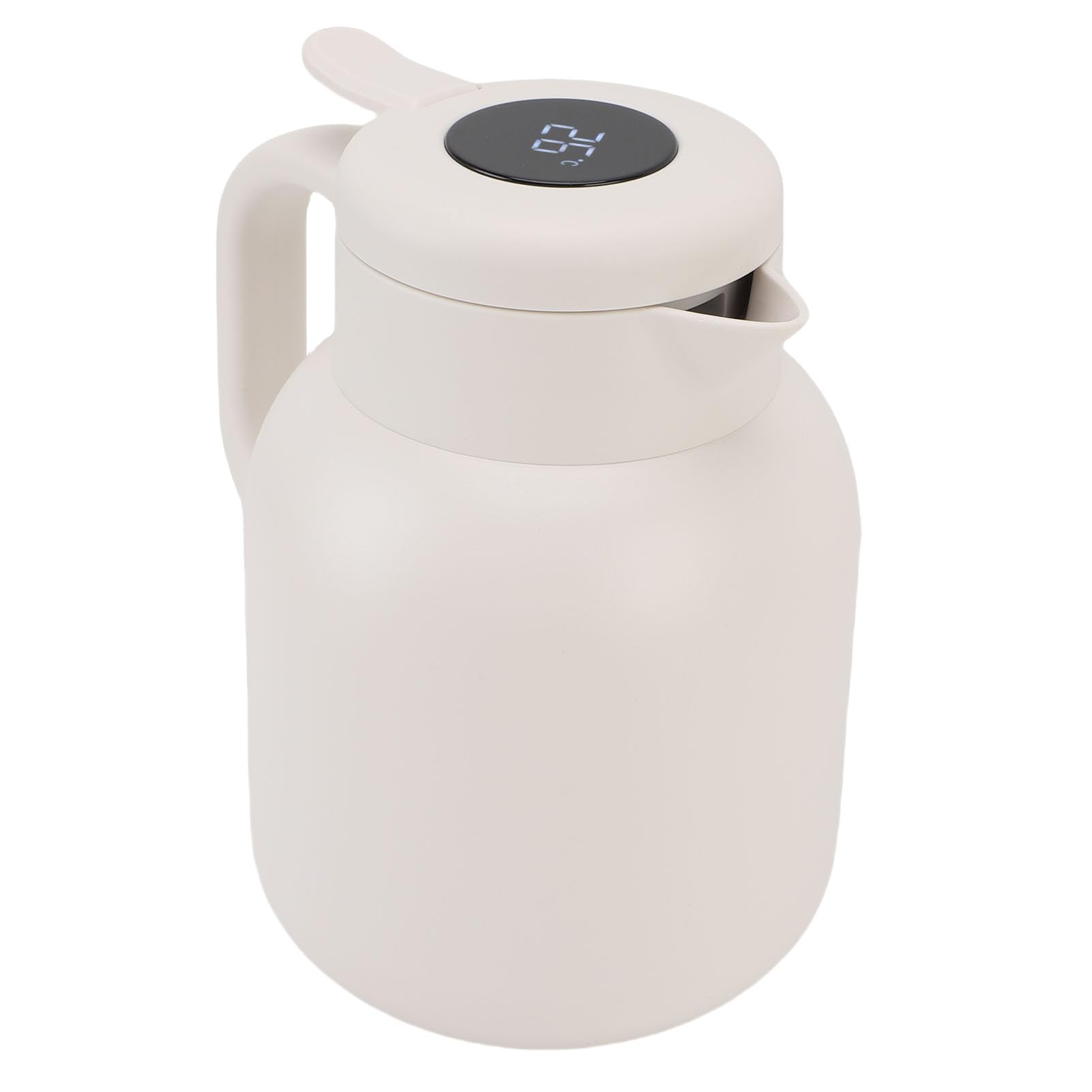 SIXRUN Teiera Isolata, 1500 Ml Caraffa da Caffè in Acciaio Inox a Vuoto con Coperchio Antigoccia per Tè Caffè Latte Acqua e Bevande Calde e Fredde (WHITE)