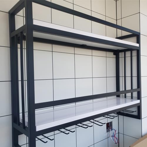 Étagère à vin murale en métal moderne avec support verre à pied pour cuisine et bar