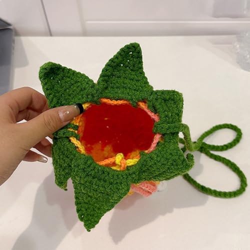 Women Crochet Shoulder Bag Knitted Pineapple Tote Bag Woven Handbag Slouchy Hobo Bag Handwoven Bucket Bag2