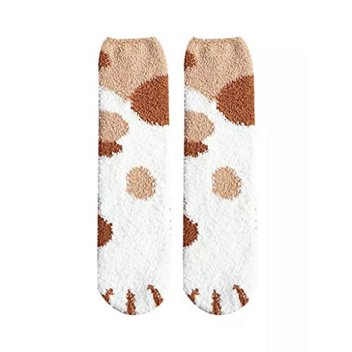 Chaussettes d’hiver chaudes et moelleuses pour femme Motif mignon pattes de chat - - Taille Unique