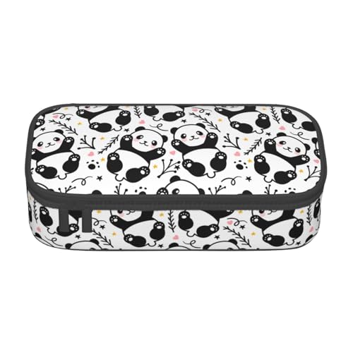 Image of Cute Panda Large Pencil Case With Zipper Compartments Stationery Pencil Bag For Kids Teens Students School Supplies