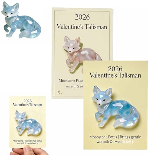 Zorro de piedra lunar - emblema de calidez gentil y vínculos dulces, Tarjeta talismán de San Valentín 2026, símbolo de calidez suave y vínculos dulces, tarjeta de regalo para familiares (2PCS)