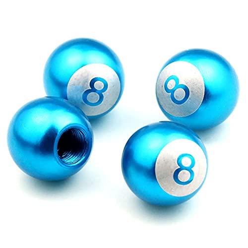 Image of Valve Caps Aluminum 8 Ball Cars Tires Valve Stem Caps Cover Dustproof Universal for Most of Cars SUV Bike Trucks Motorcycles 4 Pcs /Set (Metallic Blue)